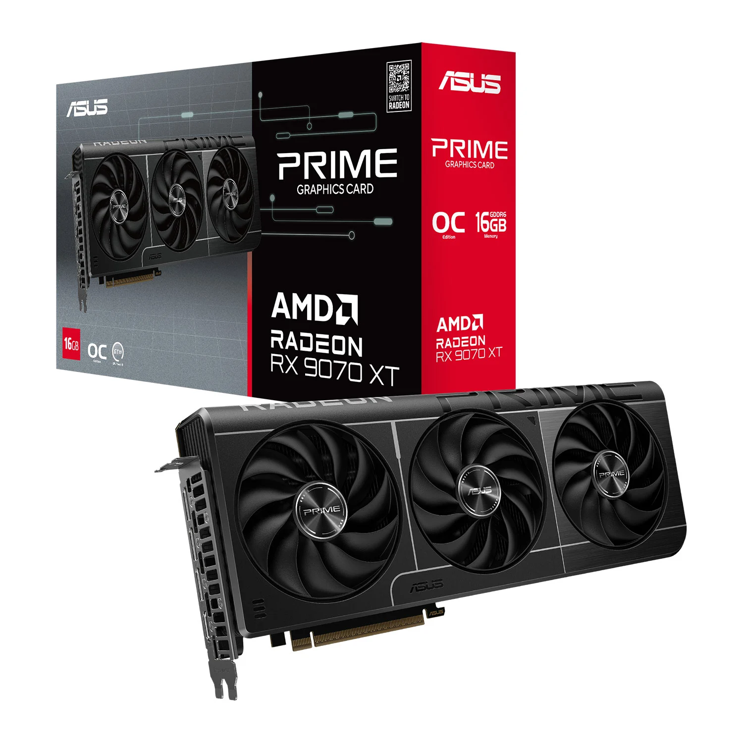 ASUS AMD Radeon RX 9070 XT PRIME OC RDNA4 16GB GDDR6 Graphics Card
